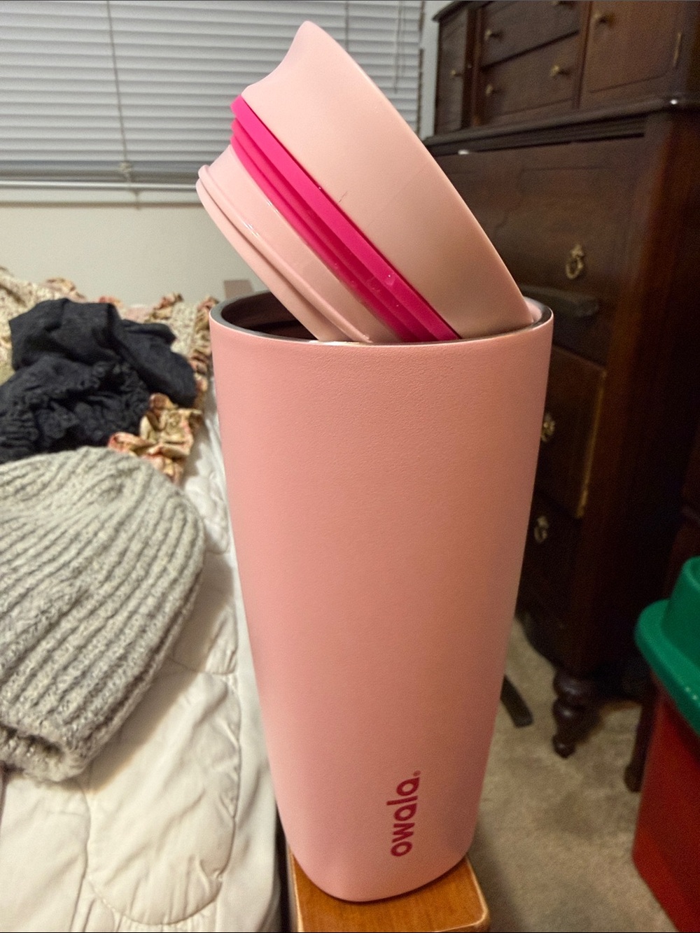 Pink Owala Insulated Travel Tumbler with Hot Pink Seal